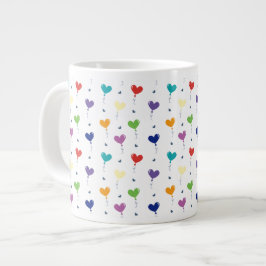シームレスパターンカラフルハートバルーン ジャンボコーヒーマグカップ
