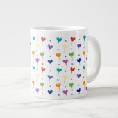 シームレスパターンカラフルハートバルーン ジャンボコーヒーマグカップ (正面右)