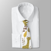 シームレスパターンキリン黄色の白の背景 ネクタイ (タイ)