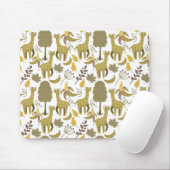 シームレスパターンキリン黄色の白の背景 マウスパッド (マウス)