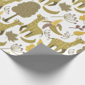 シームレスパターンキリン黄色の白の背景 ラッピングペーパー (角)