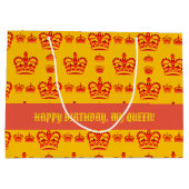 シームレスパターンキングの赤い色の冠 ラージペーパーバッグ (裏面)