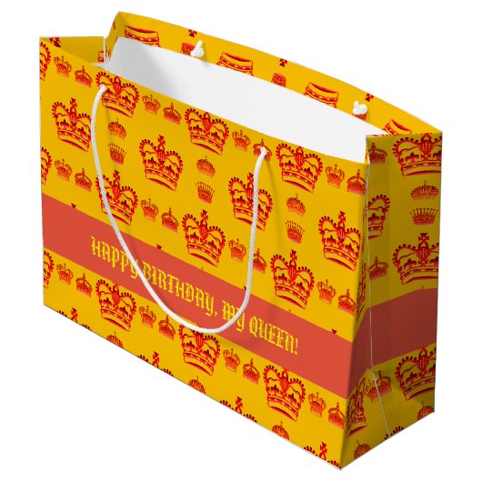 シームレスパターンキングの赤い色の冠 ラージペーパーバッグ (裏面アングル)