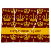 シームレスパターンキングズクラウンの黄色い色のLar ラージペーパーバッグ (正面)
