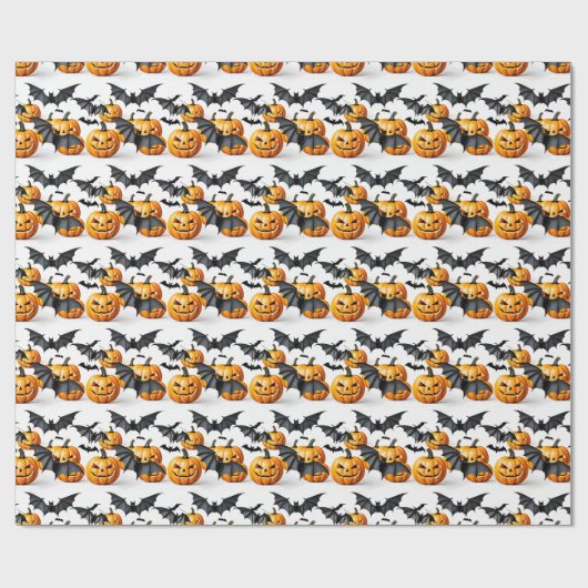 シームレスパターンジャックオランタンハロウィーン ラッピングペーパー (フラット)