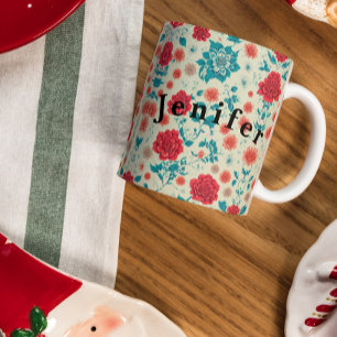 シームレスパターンデザインファブリックアートコーヒーマグ マグカップ