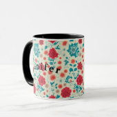 シームレスパターンデザインファブリックアートコーヒーマグ マグカップ (正面左)