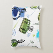 シームレスパターンパルフムボトル及び水彩文字 アクセントクッション (裏面(縦))