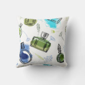 シームレスパターンパルフムボトル及び水彩文字 クッション (裏面)