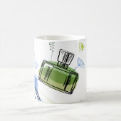 シームレスパターンパルフムボトル及び水彩文字 コーヒーマグカップ (中央)