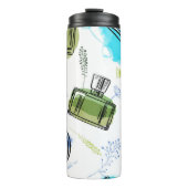 シームレスパターンパルフムボトル及び水彩文字 タンブラー (正面)