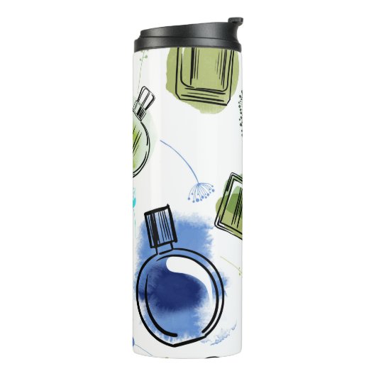 シームレスパターンパルフムボトル及び水彩文字 タンブラー (回転左)