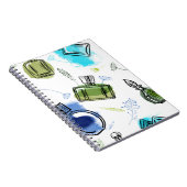 シームレスパターンパルフムボトル及び水彩文字 ノートブック (右側)