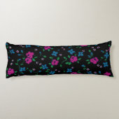 シームレスパターンピンク色の花、緑葉の花 ボディピロー (裏面)