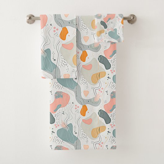 シームレスパターンメンフィススタイルデザイン、ホワイトバック バスタオルセット (インサイチュ)