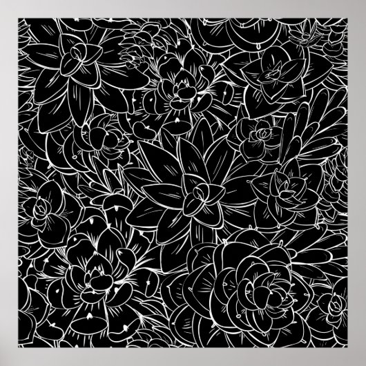 シームレスパターン多肉質。フローラヴィンテージデザイン ポスター (正面)