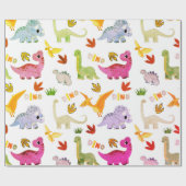 シームレスパターン明るい恐竜子供の誕生日 ラッピングペーパー (フラット)