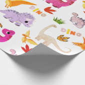 シームレスパターン明るい恐竜子供の誕生日 ラッピングペーパー (角)