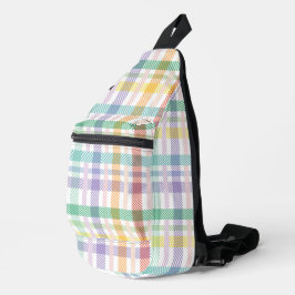 シームレスパターン格子状カラフル光 スリングバッグ