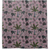 シームレスパターン熱帯動物のモンキージャンプ シャワーカーテン (正面)