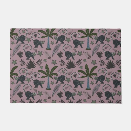 シームレスパターン熱帯動物のモンキージャンプ ドアマット (正面)