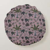 シームレスパターン熱帯動物のモンキージャンプ ラウンドクッション (裏面)