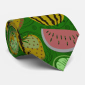 シームレスパターン熱帯果実と緑の背景 ネクタイ (ロール)