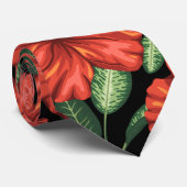 シームレスパターン熱帯赤い花の緑葉の花 ネクタイ (ロール)