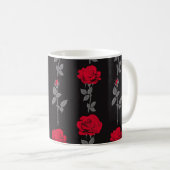 シームレスパターン赤バラ花ヴィンテージ抽象芸術 コーヒーマグカップ (正面右)