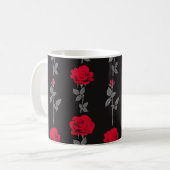 シームレスパターン赤バラ花ヴィンテージ抽象芸術 コーヒーマグカップ (正面左)