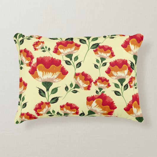 シームレスパターン、カラフル花飾り。 アクセントクッション (正面)