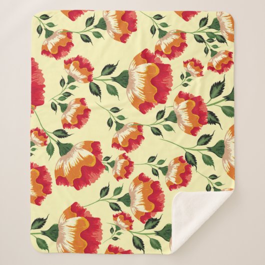 シームレスパターン、カラフル花飾り。 シェルパブランケット (正面)