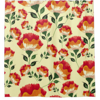 シームレスパターン、カラフル花飾り。 シャワーカーテン