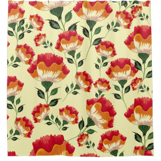 シームレスパターン、カラフル花飾り。 シャワーカーテン (正面)