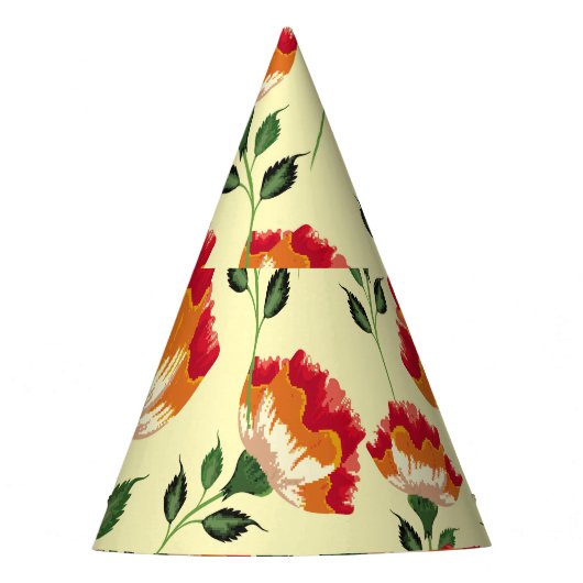 シームレスパターン、カラフル花飾り。 パーティーハット (正面)