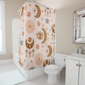 シームレスパターン（天目、月、太陽） シャワーカーテン (インサイチュ)