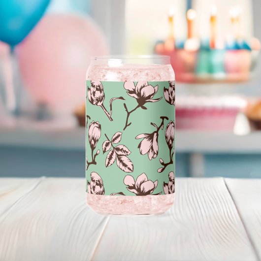 シームレスパターン、春の木の花芽 ガラス缶 (インサイチュ (ベビーシャワー))