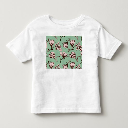 シームレスパターン、春の木の花芽 トドラーTシャツ (正面)