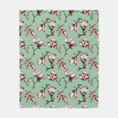 シームレスパターン、春の木の花芽 フリースブランケット (正面)