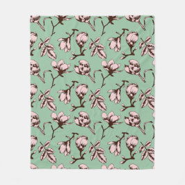 シームレスパターン、春の木の花芽 フリースブランケット