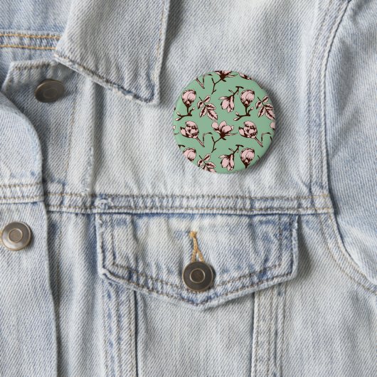 シームレスパターン、春の木の花芽 缶バッジ (インサイチュ)