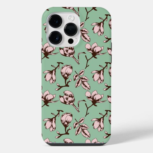 シームレスパターン、春の木の花芽 iPhoneケース (裏面)