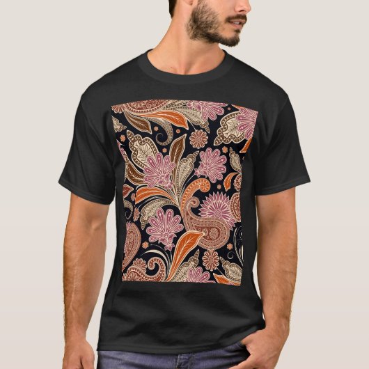 シームレスパター伝統的ンペイズリーデザイン Tシャツ (正面)