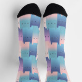 シームレスパープルピンク猫 ソックス (上部)