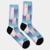 シームレスパープルピンク猫 ソックス (右)