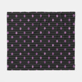 シームレスパープルフォイルカボチャストライプ&ハロウィーン フリースブランケット (正面(横))