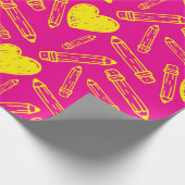 シームレスピンクのラッピング紙とハート鉛筆 ラッピングペーパー (角)