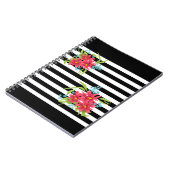 シームレスピンクの花フローラストライプの白黒 ノートブック (左側)