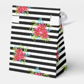 シームレスピンクの花フローラストライプの白黒 フェイバーボックス (裏面サイド)