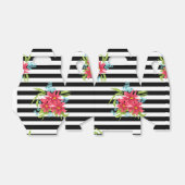 シームレスピンクの花フローラストライプの白黒 フェイバーボックス (折り畳みなし)